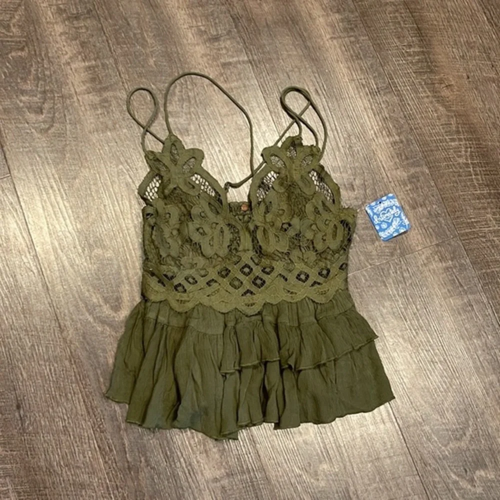 Free people olive sparrow ruffle embroidered bralette - Picture 4 of 6
